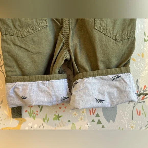 Oshkosh baby B’gosh 24 Month Airplane Lined/ Cuff Army Green Vestbak Overalls - Picture 4 of 15